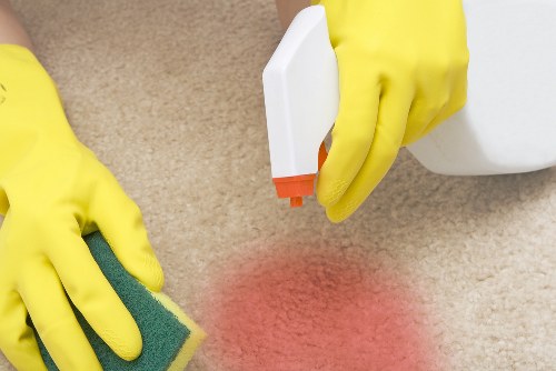 Professional carpet cleaning equipment in action