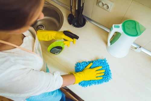 Professional carpet cleaning equipment in use
