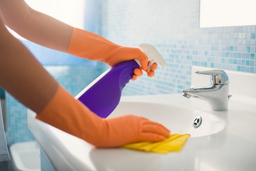 Homeowner testing a carpet cleaner