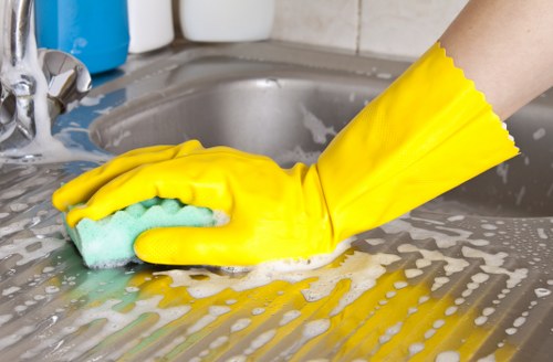 Experienced carpet cleaner at work