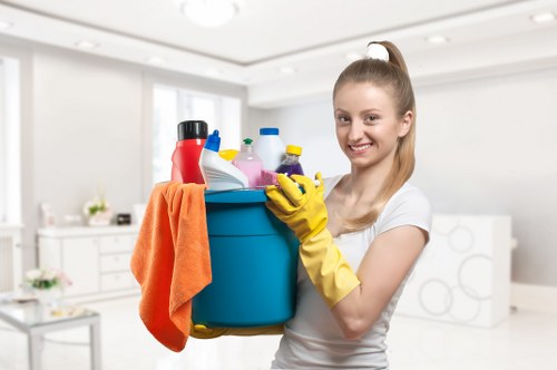Carpet cleaning team at work